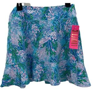 New Lilly Pulitzer Zadora High Rise Skort Luxletic Skirt Strong Current Sea Aqua